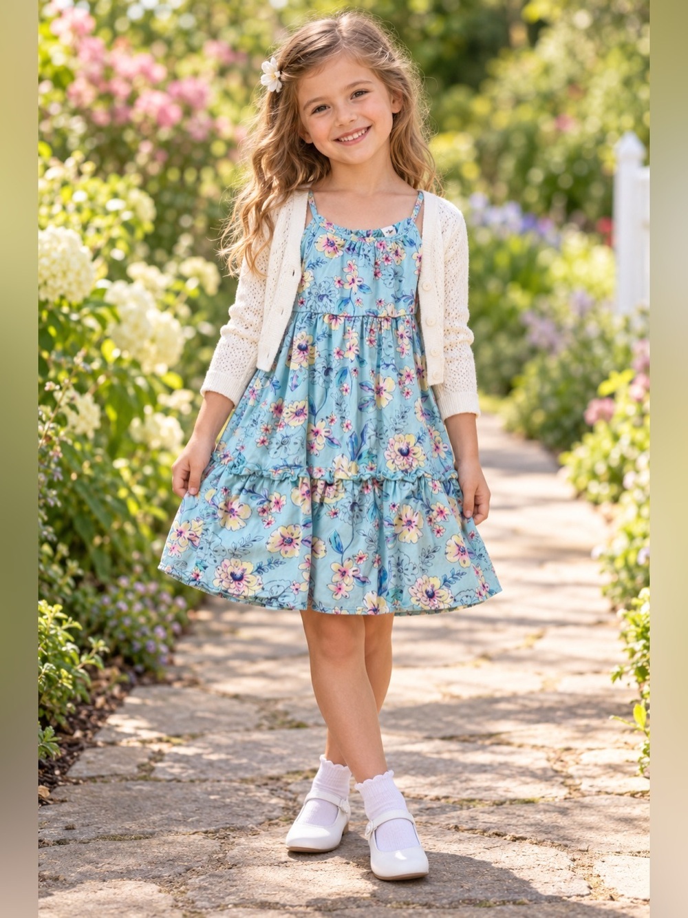OshKosh B'gosh Light Blue Floral Dress
